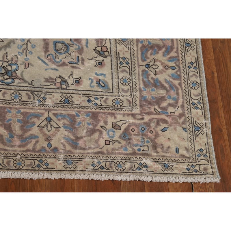 Traditional Tabriz Persian Vintage Rug Hand-Knotted Wool Carpet - 6'8" x 9'7"
