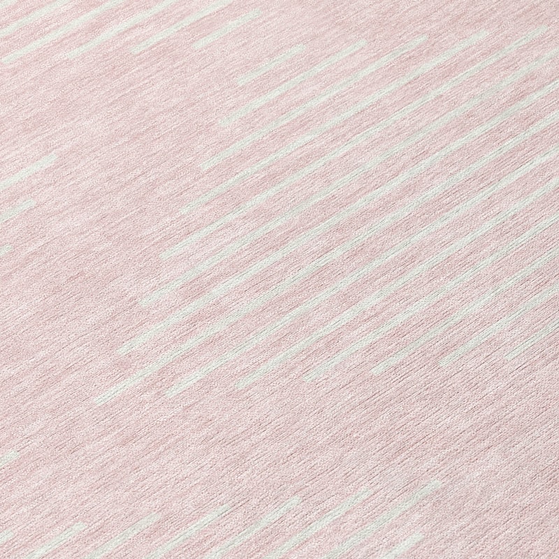 Machine Washable Indoor/ Outdoor Modern Stripe Chantille Rug