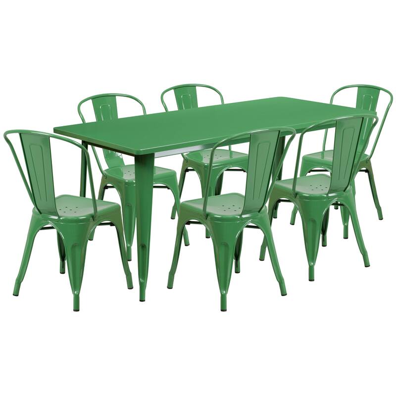 Rectangular Metal Indoor-Outdoor Table Set