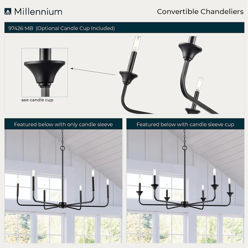 Millennium Lighting 97326 Herring 6 Light 32" Wide Taper Candle Style