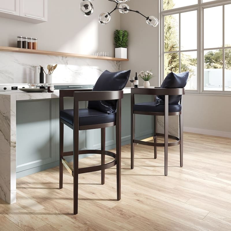 Manhattan Comfort Ritz 34 in. Dark Walnut Beech Wood Counter Height Bar Stool (Set of 2)