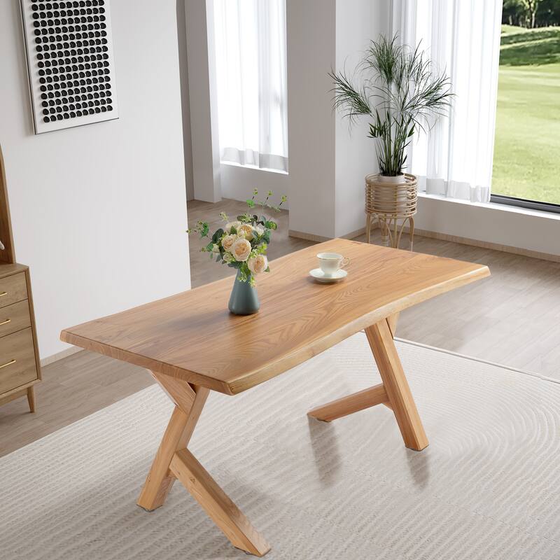 Crossbuck Live Edge Dining Table - Natural