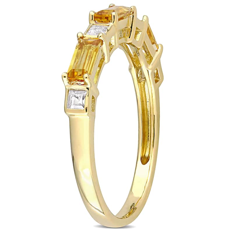 Miadora 10k Yellow Gold Baguette & Square Citrine & White Topaz Stackable Eternity Wedding Band Ring