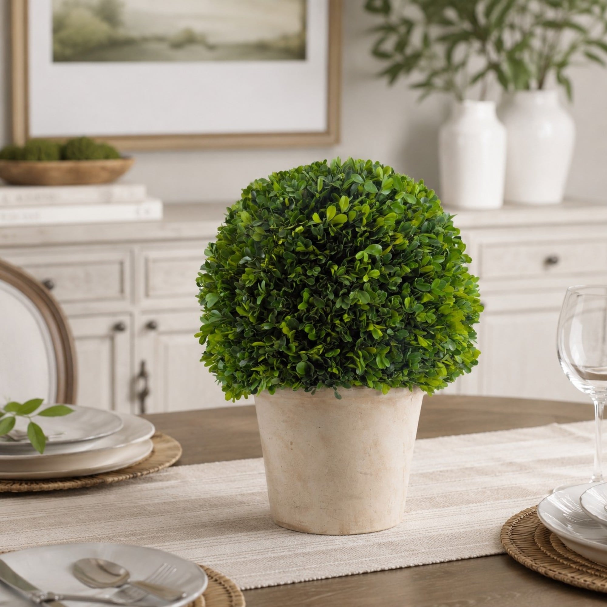 Evergreen 20" Tall Preserved Evergreen Boxwood Ball Topiary in Terracotta Pot