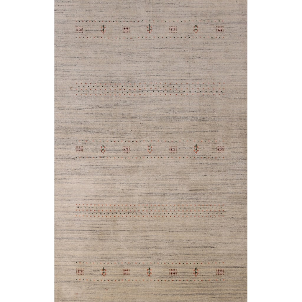 Hand Knotted Oriental 100% Wool Carpet Tribal Animal Pictorial Green Gabbeh Area Rug - 7' 10'' X 5' 1''