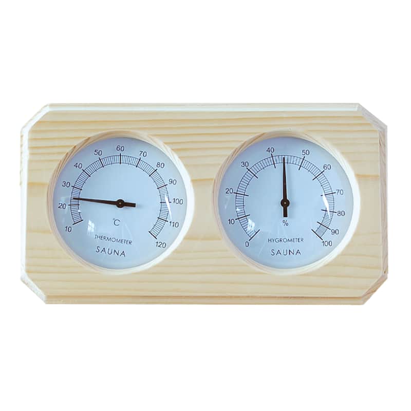 ALEKO Wall-Mounted Sauna Pine Wood Thermometer and Hygrometer