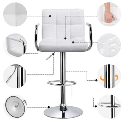 Yaheetech 2pcs Bar Stools with 360-Degree Swivel and Adjustable Height