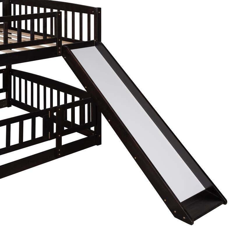 Full-Over-Full Bunk Bed with Slide and Convertible Ladder, Space-Saving Design