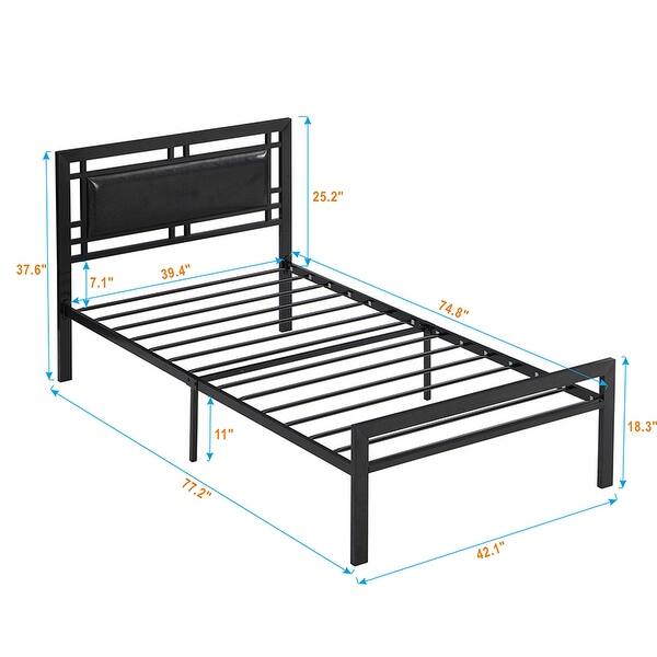 Twin Size Metal Bed Frame with Sturdy Steel Structure, Modern Design, No Box Spring Needed