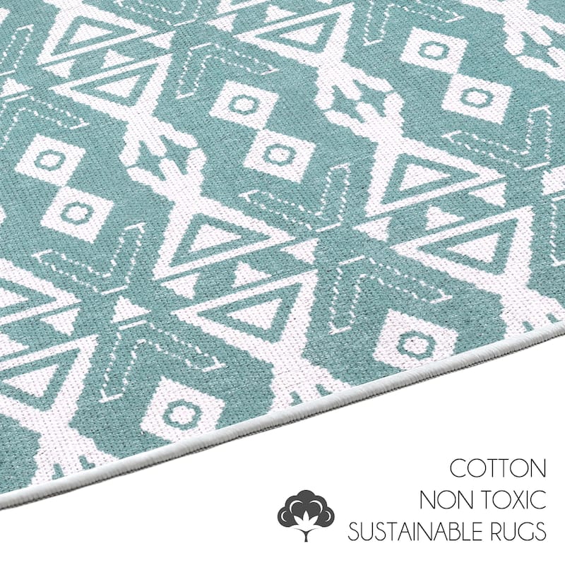 Sussexhome Heavy Duty Ultra Thin Non Slip Washable Cotton Indoor Rug - 2' x 3'