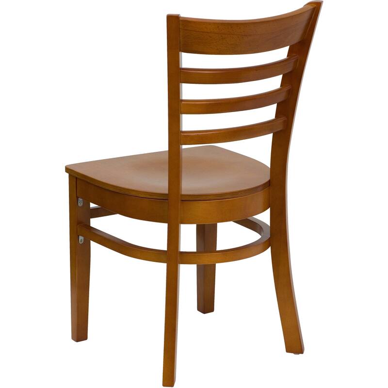Ladder Back Wooden Restaurant Chair - 17.25"W x 20"D x 33.75"H