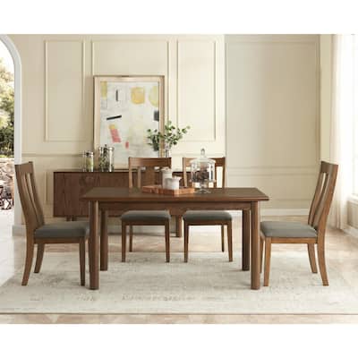 60" Rectangular Dining Table for 6, Retro Wooden Table with Solid Wood Legs