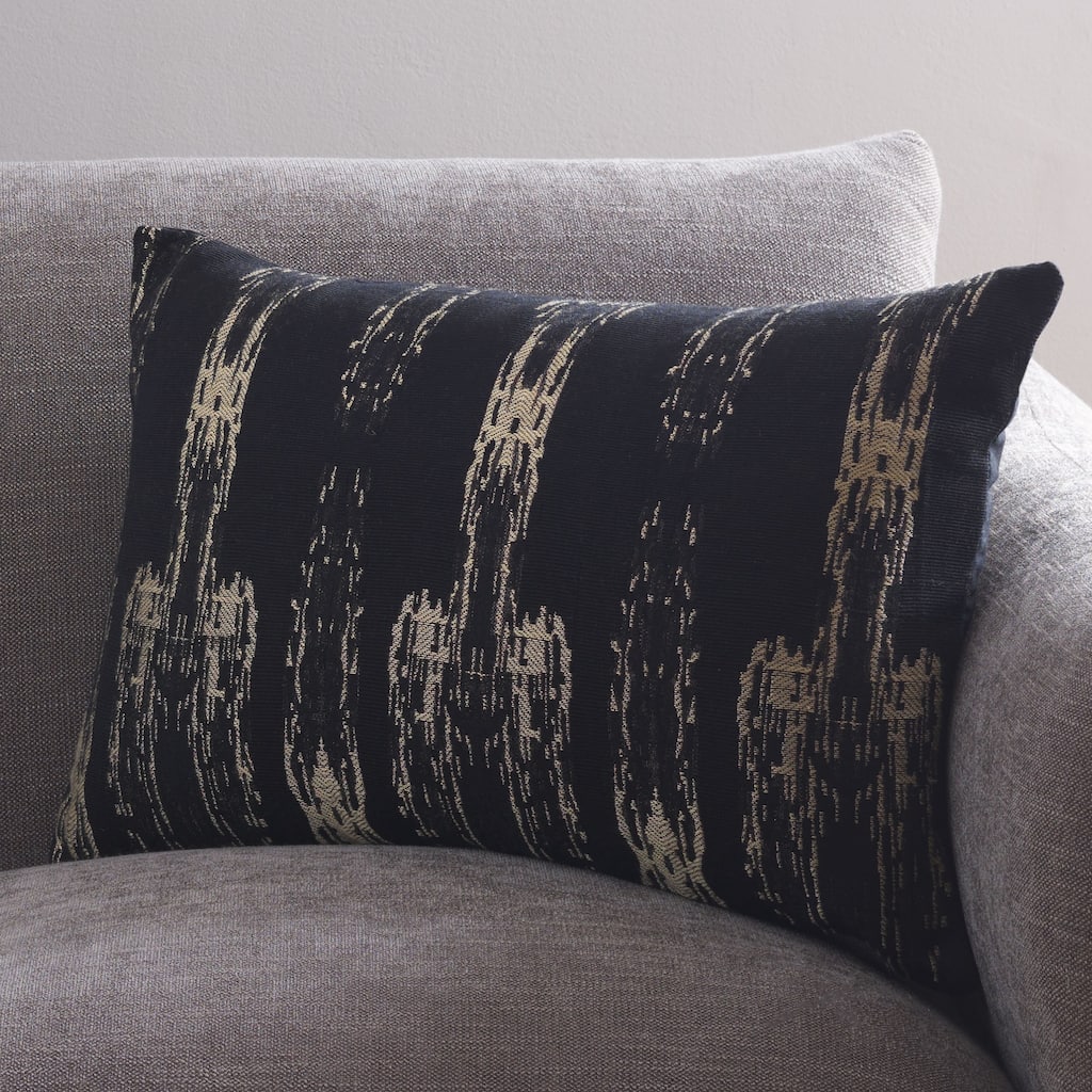 SAFAVIEH Home Zoelle Black/Natural Cotton/Viscose Lumbar Pillow