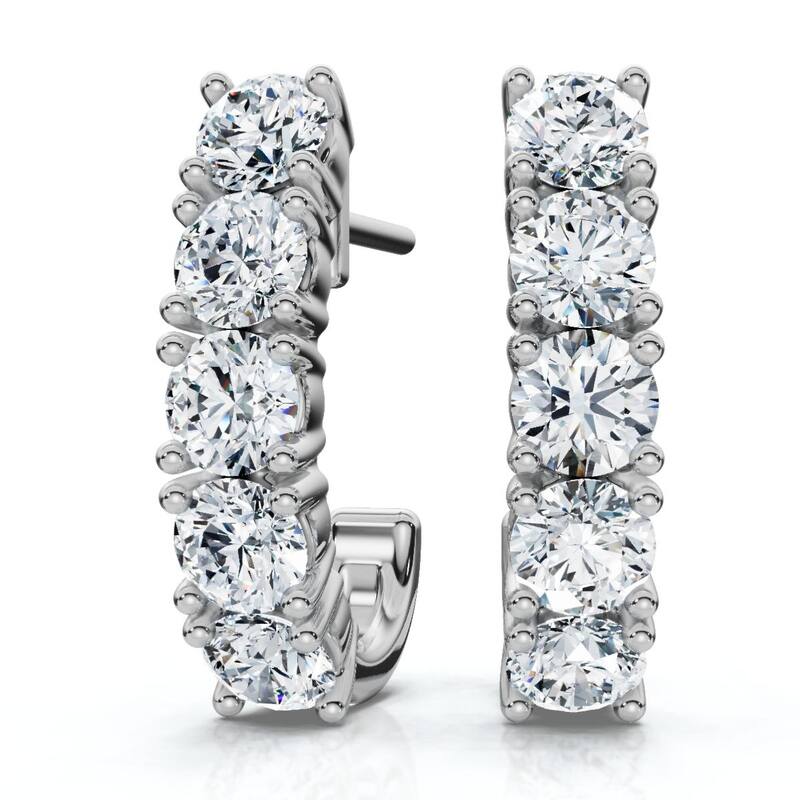 1Ct Diamond Hoops Women's Earrings Gold Lab Grown EF/VS