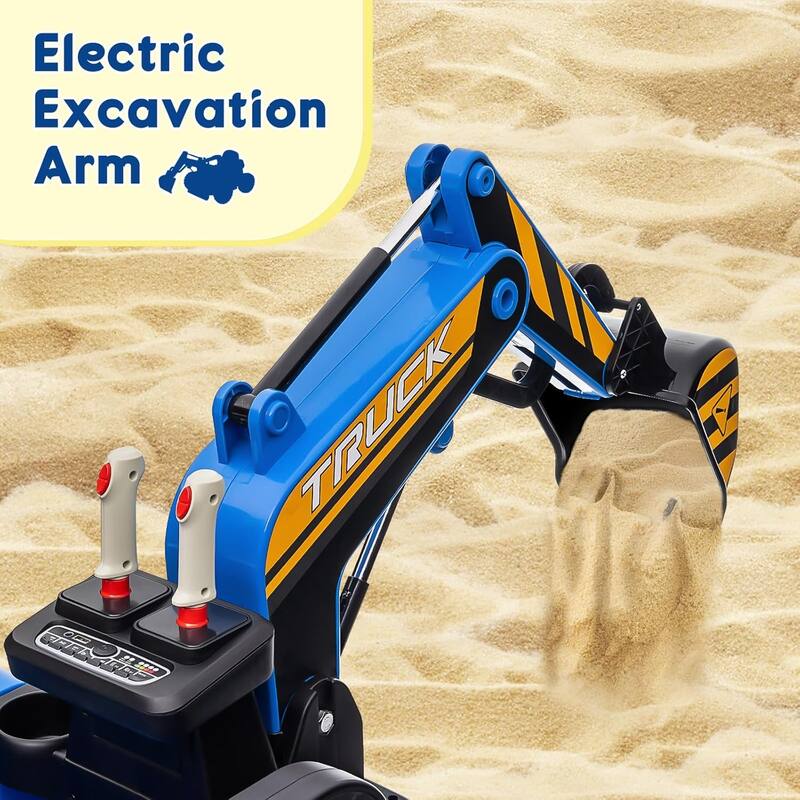 Ride On Excavator for Kids, 4WD Electric Excavator Toy