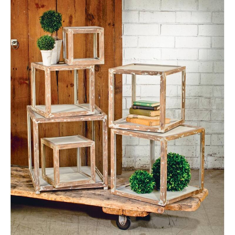 Wood Stacked Cubes, Set of 6