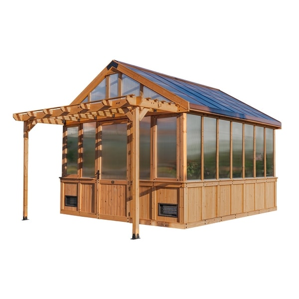 Backyard Discovery Bellerose XL 13'x11' Cedar Wood Greenhouse