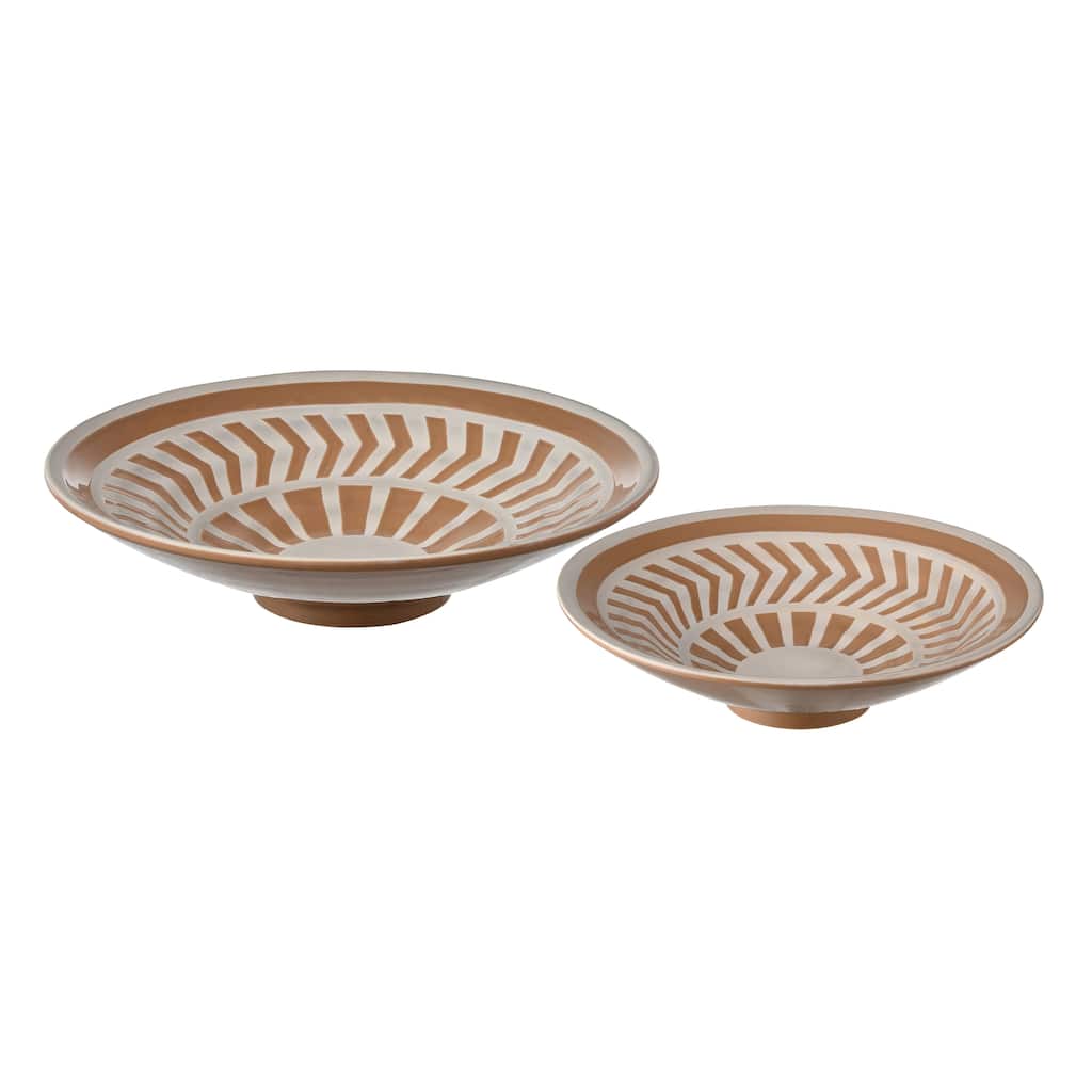 Atlas Aidy Set of 2 Glazed Terracotta Bowls - 14.5 inch Wide