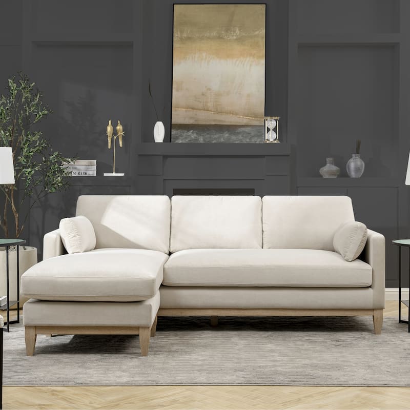 Knox 89" Performance Velvet Reversible Chaise Sectional Sofa - French Beige Performance Velvet
