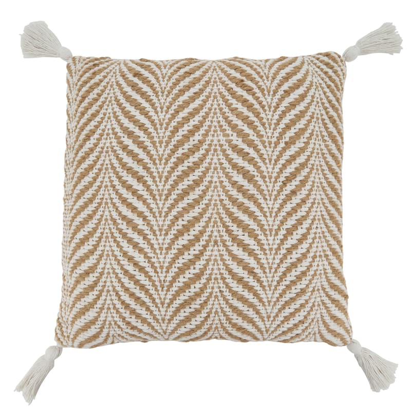 Wavy Line Design Jute Woven Pillow
