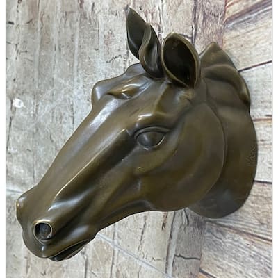 Signed Original Thomas Wall Mount Imitative Horse Head Bust Bronze Sculpture Art Deco Sale