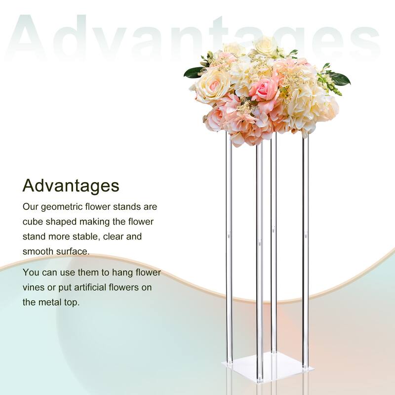 Wedding Flower Stand Vase Column, Acrylic Flower Stand 10 Pcs - Clear - 31.5 Inch