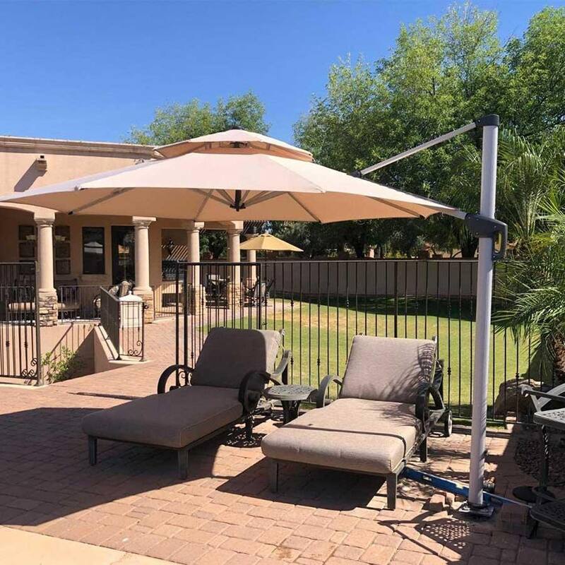 PURPLE LEAF Double Top Round Patio Large Cantilever 360 Degree Rotation 10/11/12/13ft Outdoor Classic Umbrella