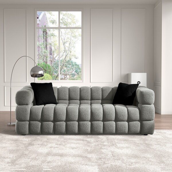 Wayna Modern Square Sofa, Sherpa Thick Cushion Double Sofa - Bed