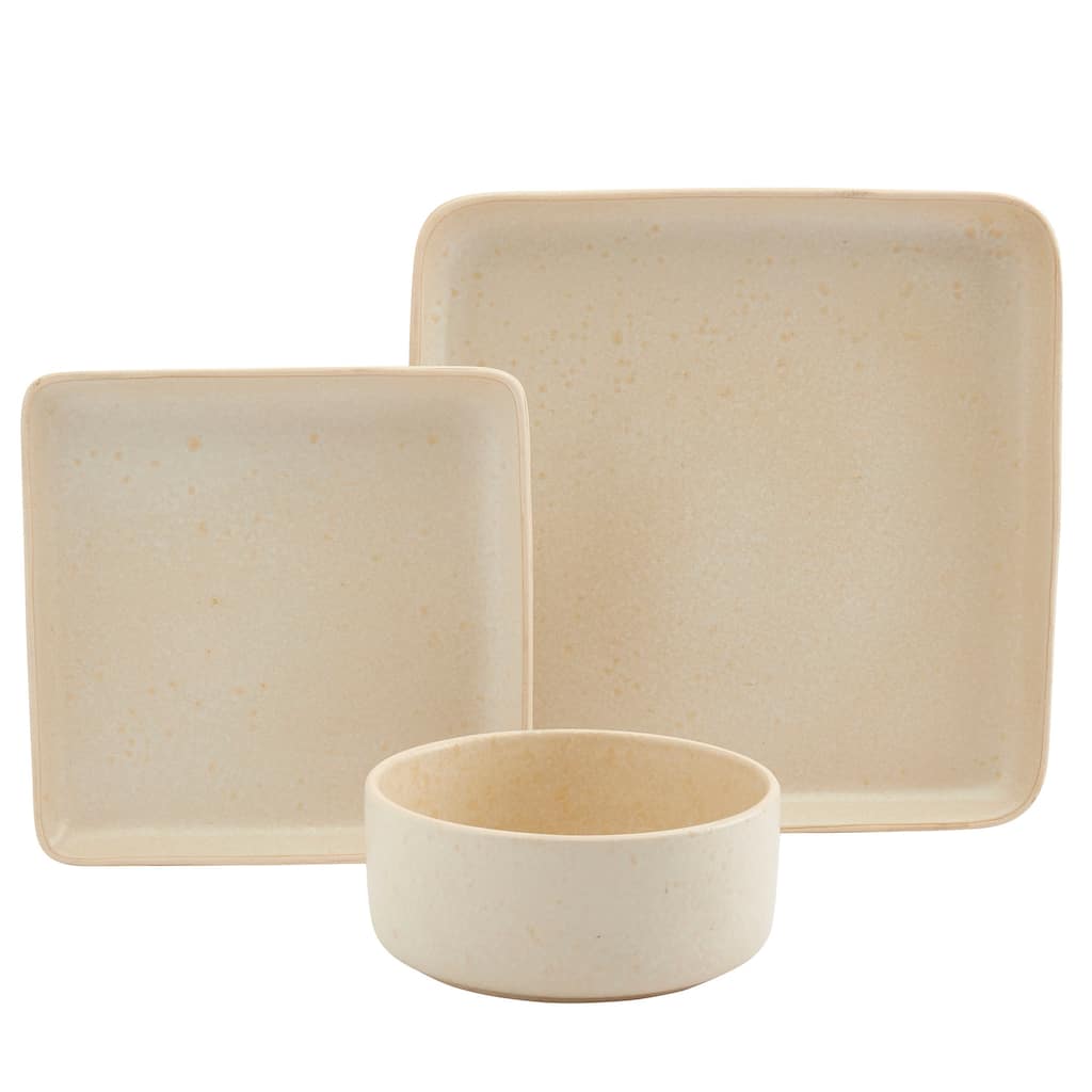 Tabletops Gallery 12PC Madison Ivory Square Dinnerware Set