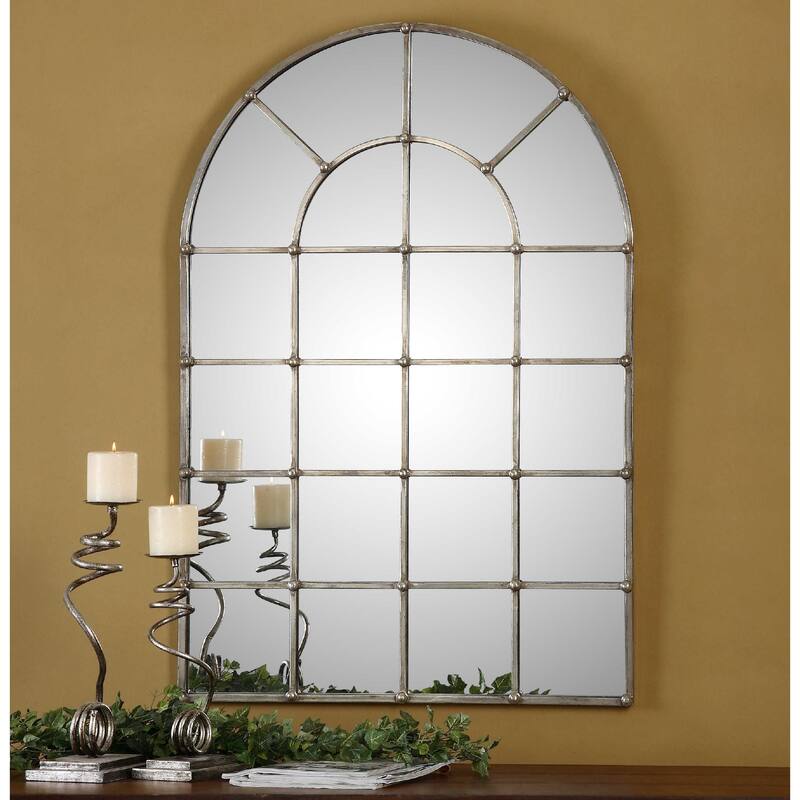 Metal Framed Arch Wall Mirror - 44" - Silver