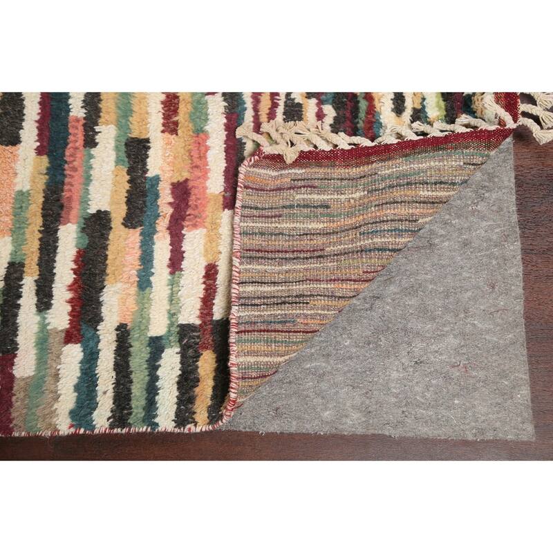 Checkered Moroccan Oriental Wool Area Rug Handmade Living Room Carpet - 10'1" x 14'6"