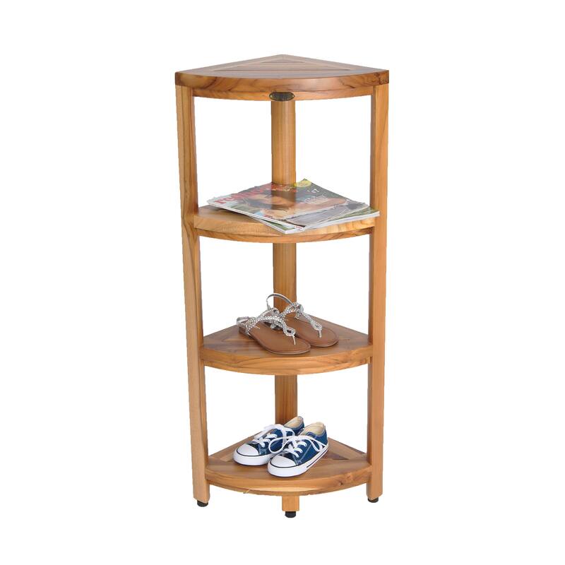 EcoDecors 4-Tier, Shower Table, Standing Shower, Caddy-Teak Shower Caddy, Shower Organizer Stand, Teak Shelf, Teak Shower Shelf