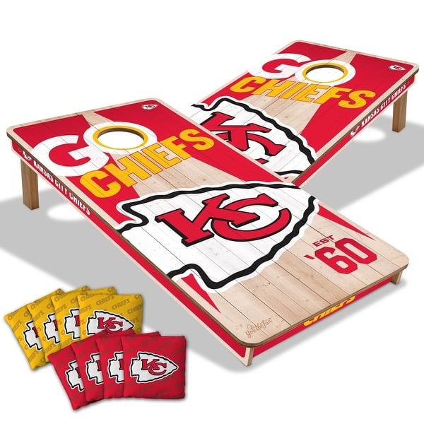 slide 2 of 7, Kansas City Chiefs NFL 2x4 Cornhole Board Set Include Carrying Case