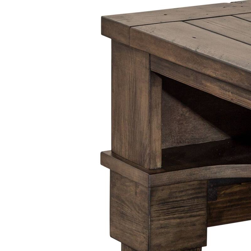Arrowcreek Weathered Stone Console Bar Table- Charging Station, Reclaimed Wood & Stone