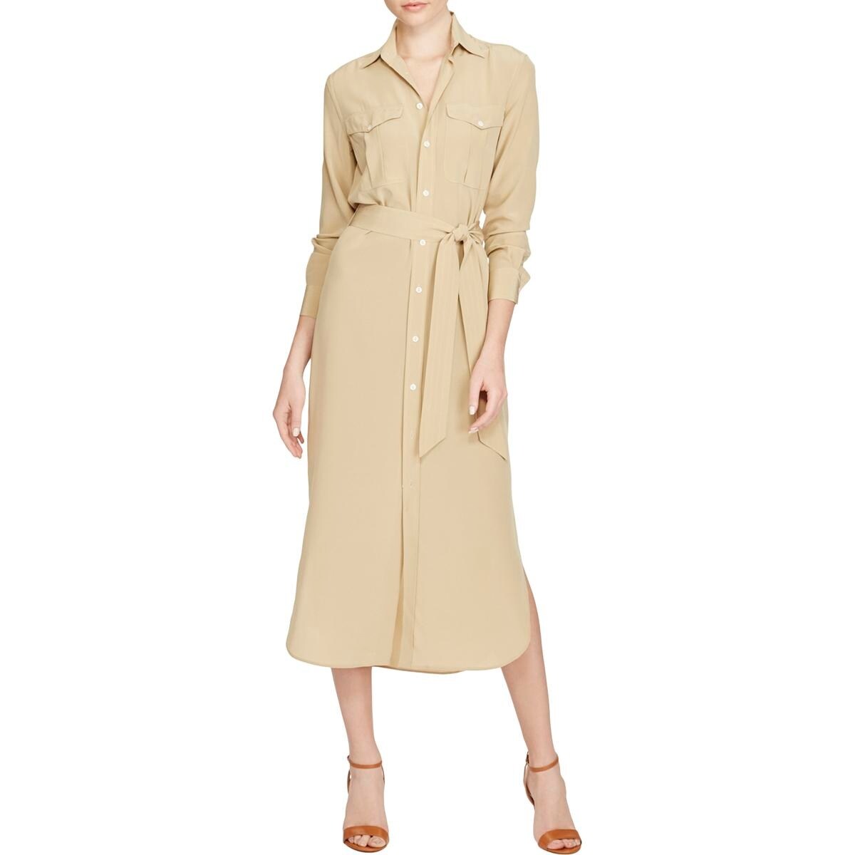 silk button down shirt dress