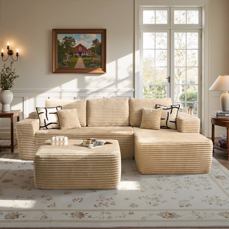 ​​OVIOS Lazy Chaise Lounge Sofa with Ottoman​