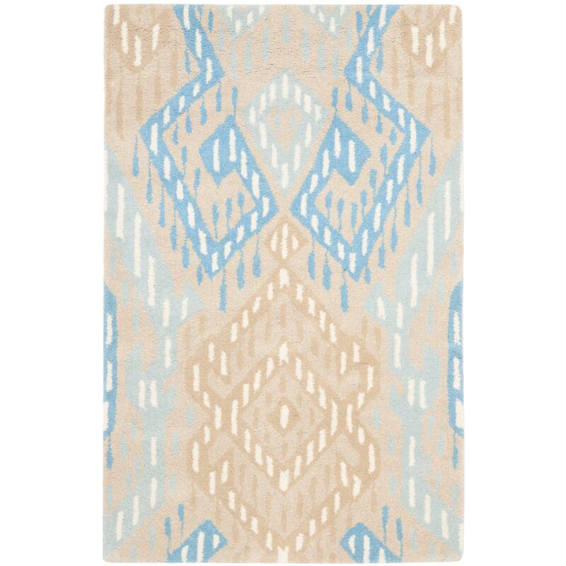 SAFAVIEH Handmade Wyndham Montana Modern Wool Rug - 2'6" x 4' - Beige/Blue