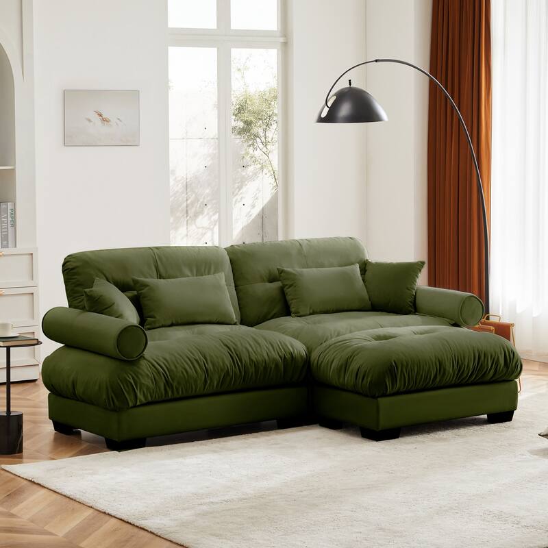 Modern Sectional Couch Comfortable Upholstered Sofa Set with Lumbar Pillow and Throw Pillow for Living Room