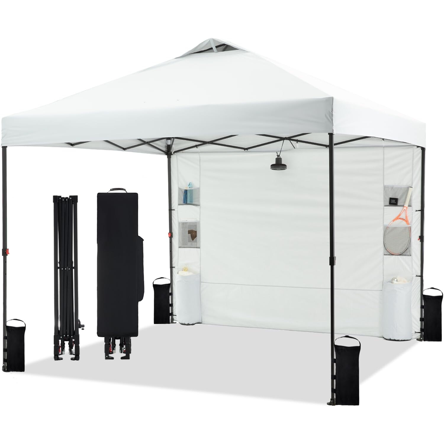 10 x10 Pop Up Canopy Tent with Sidewall and Pockets Patented One Push Instant Shade Canopy w Vented Roof 8 Stakes 4 Ropes Bed Bath Beyond 40655319