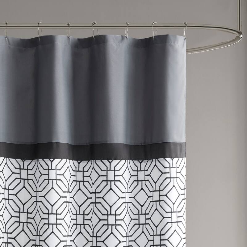Shane Embroidered and Pieced Shower Curtain by 510 Design