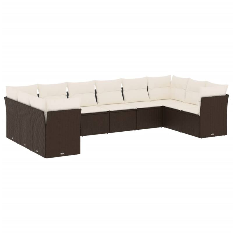 vidaXL Garden Sofa Set Brown, Cream White - 24.4 x 24.4 x 27.2