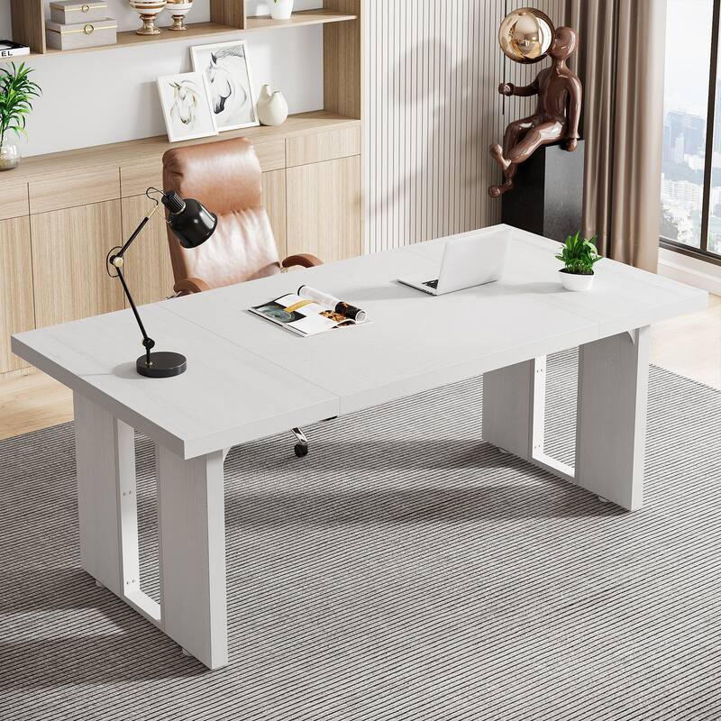 70.9 Inches Large Executive Desk for Home Office - White