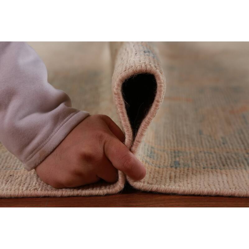 Hand Knotted Oriental 100% Wool Carpet Transitional All-Over Peach Oushak Area Rug - 12' 2'' X 9' 5''