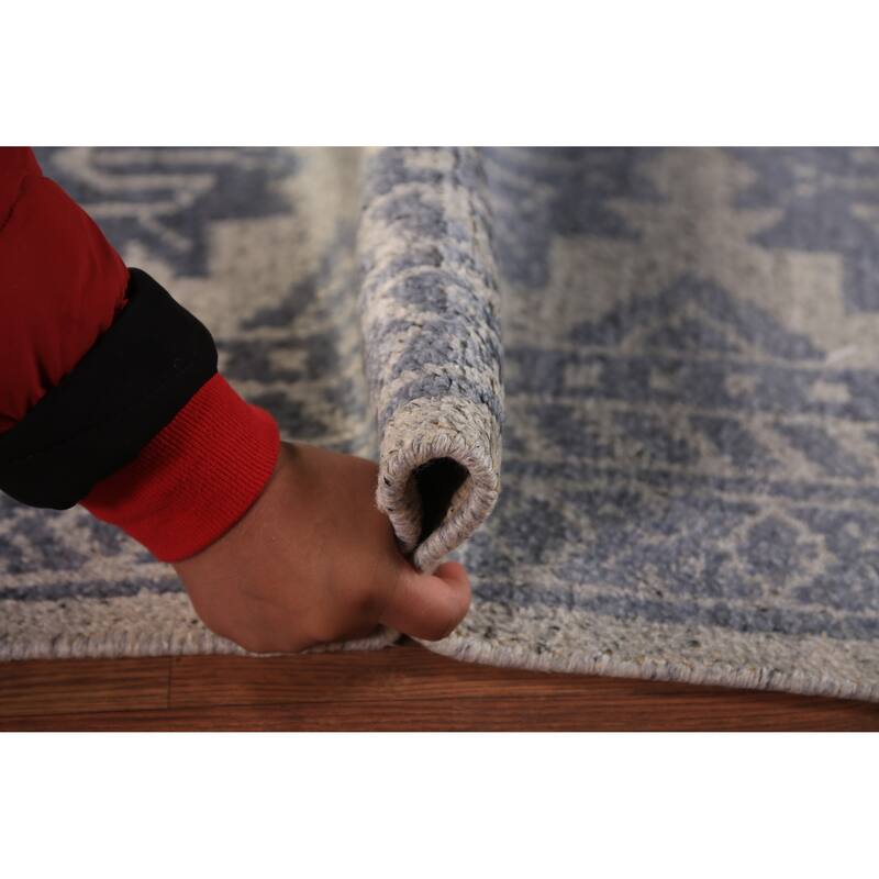 Modern Geometric Moroccan Indian Area Rug Hand-Knotted Wool Carpet - 4'11" x 7'11"