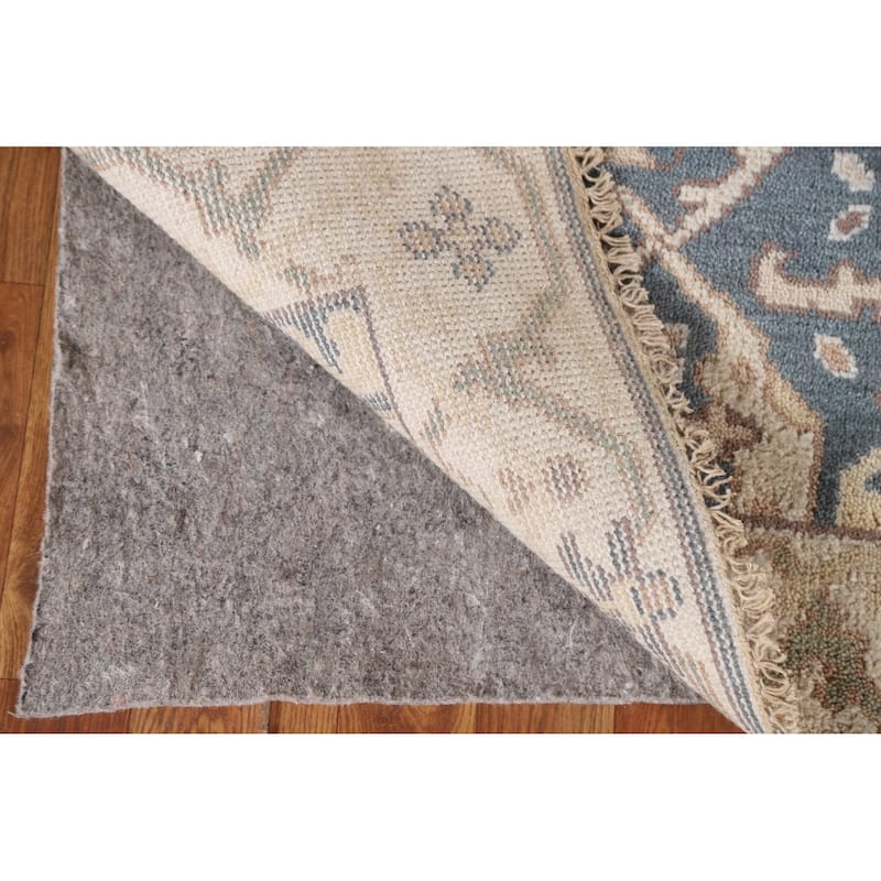 Blue Oushak Style Runner Rug Hand-knotted Wool Carpet - 2'6"x 8'0"