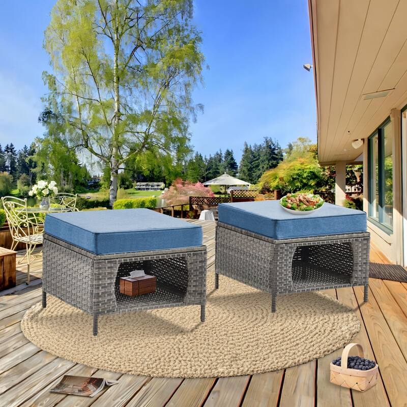 Gray Wicker Rattan Outdoor Patio Furniture Set Swivel Chair with Cushion