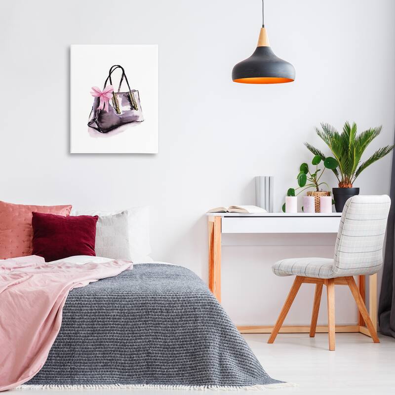 Stupell Luxe Purse with Ribbon Canvas Wall Art Design By Stella Chang