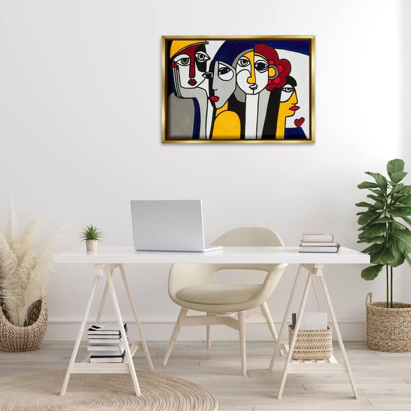 Stupell Primary Hues Faces Portrait Framed Floater Canvas Wall Art Design By Ruth Fromstein