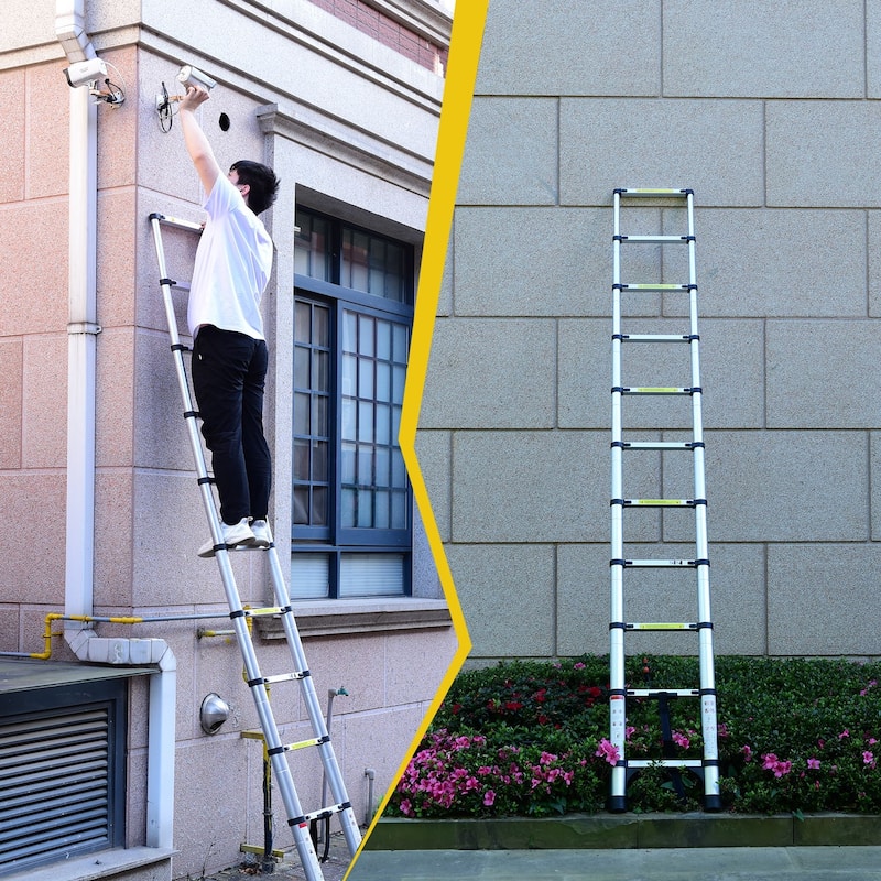 8.5FT Telescopic Ladder,telescopic Aluminum Alloy Multi-purpose Folding Telescopic Ladder With Hooks And Triangular