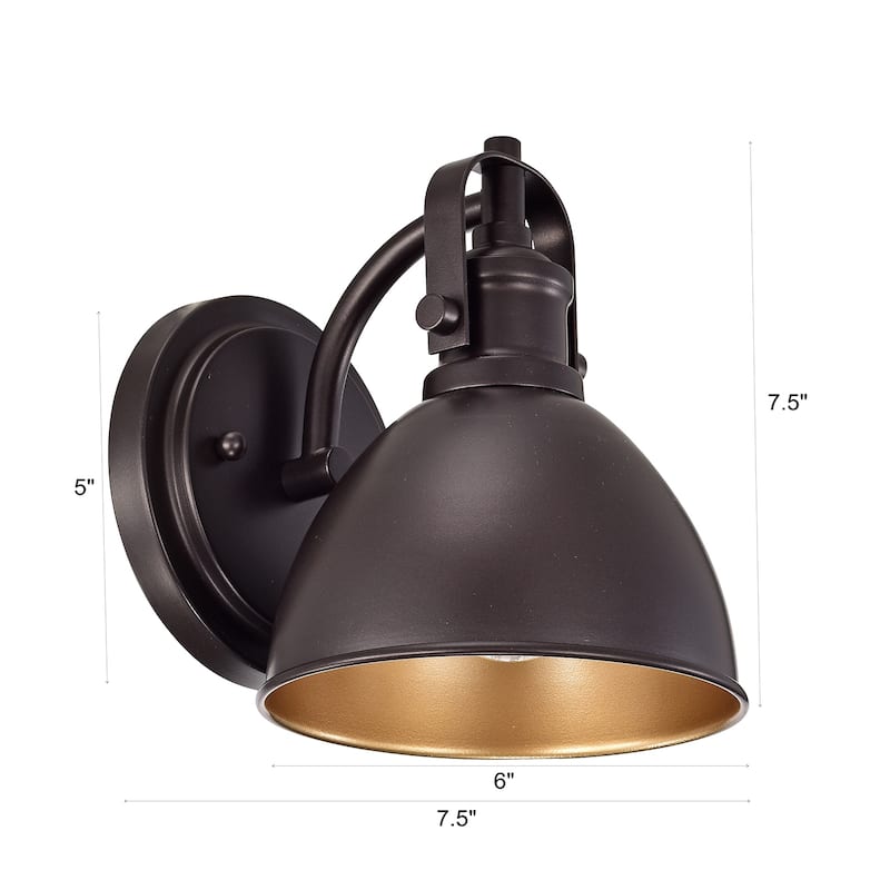 1-Light Industrial Wall Light Bath Sconce with Shad - 7.5"x7.5"x6"